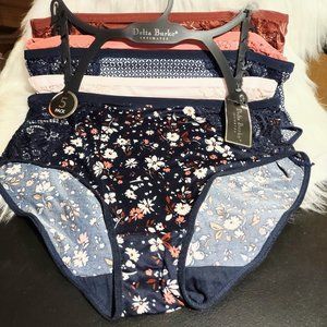 Women's Large Panties Delta Burke Briefs 5 Pack Floral Blue Pink Rust